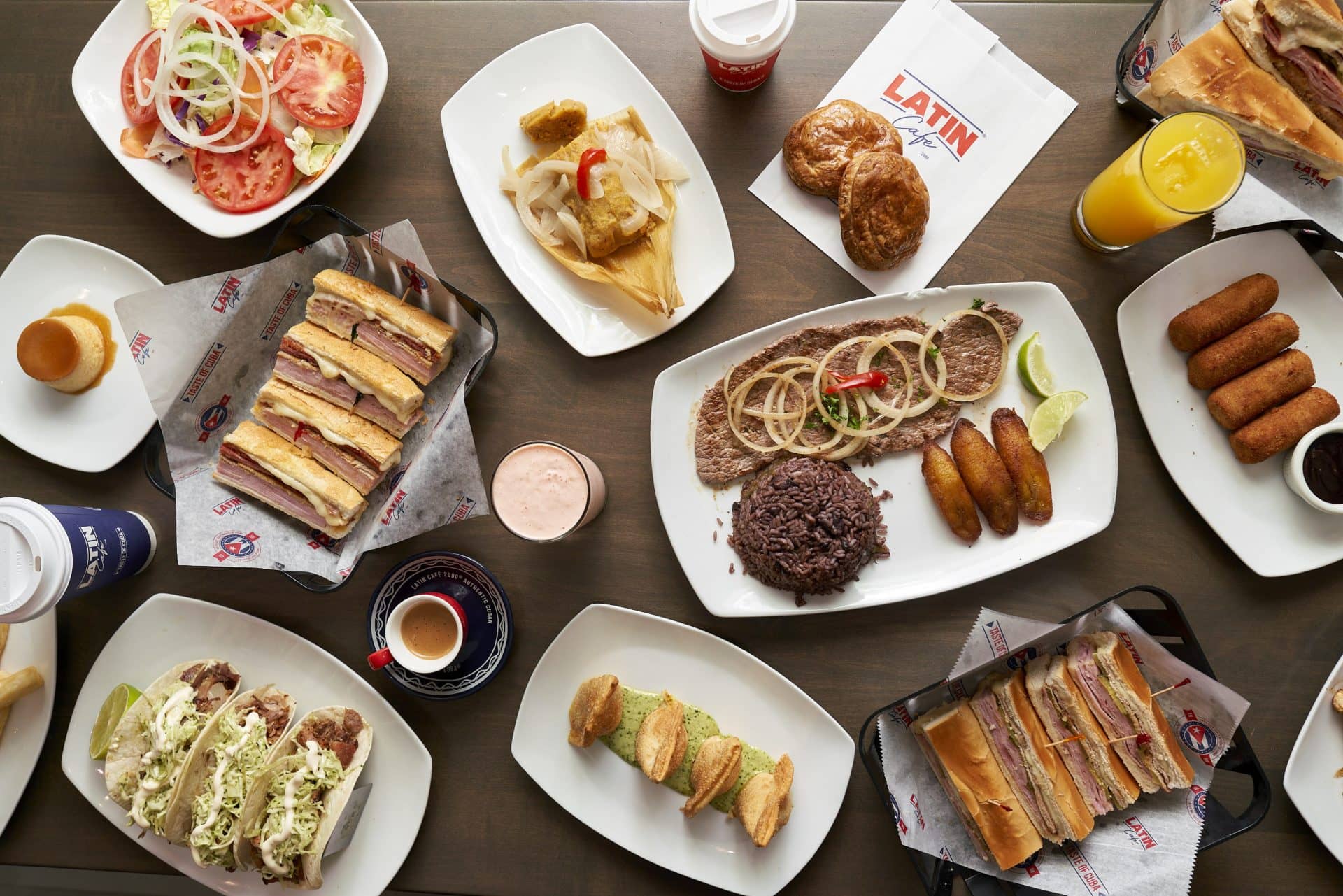 Latin dishes and coffee